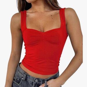 Women's Red ruched tank top